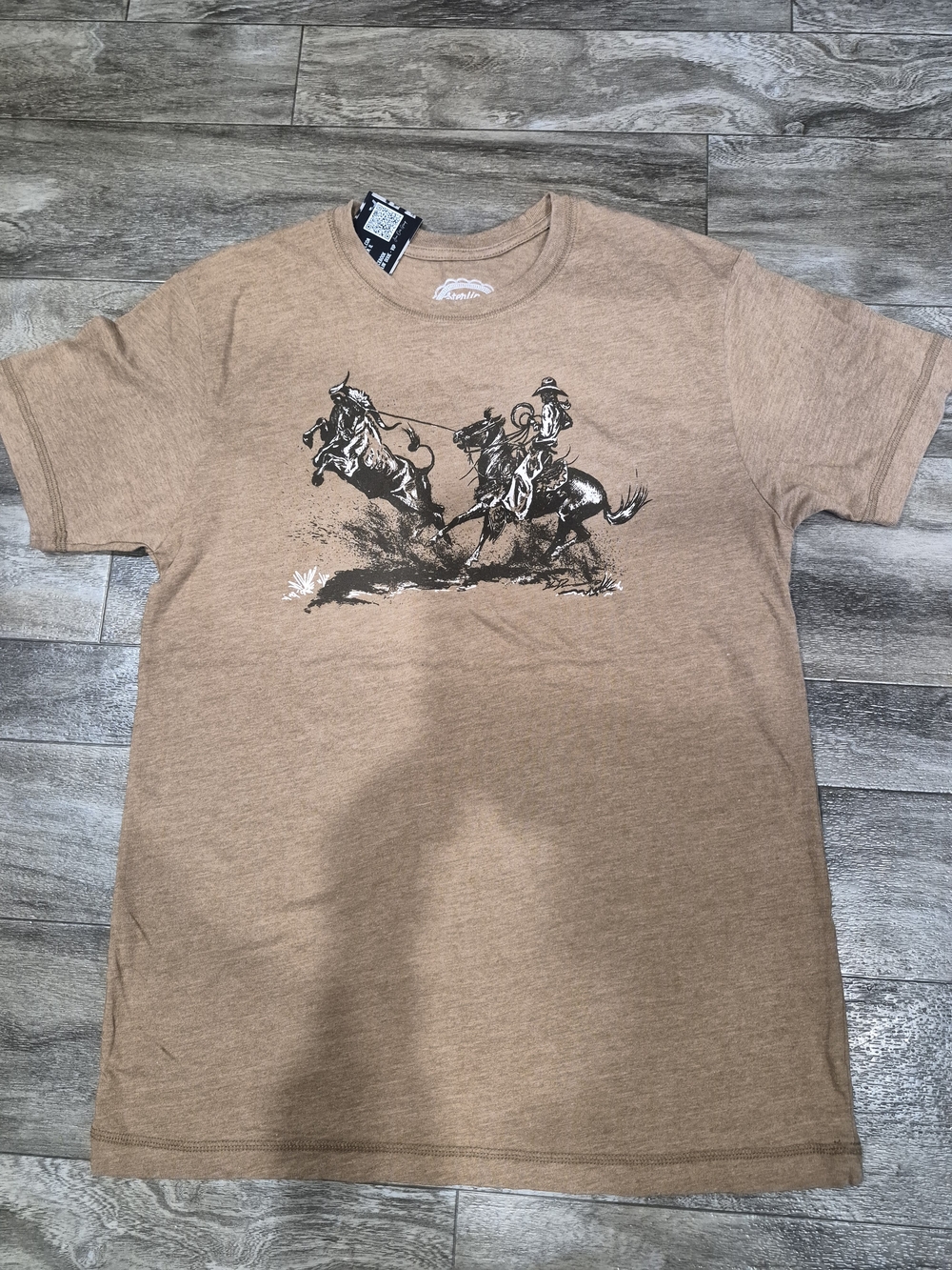 Graphic Short-Sleeve Tee in Brown with Rodeo Print